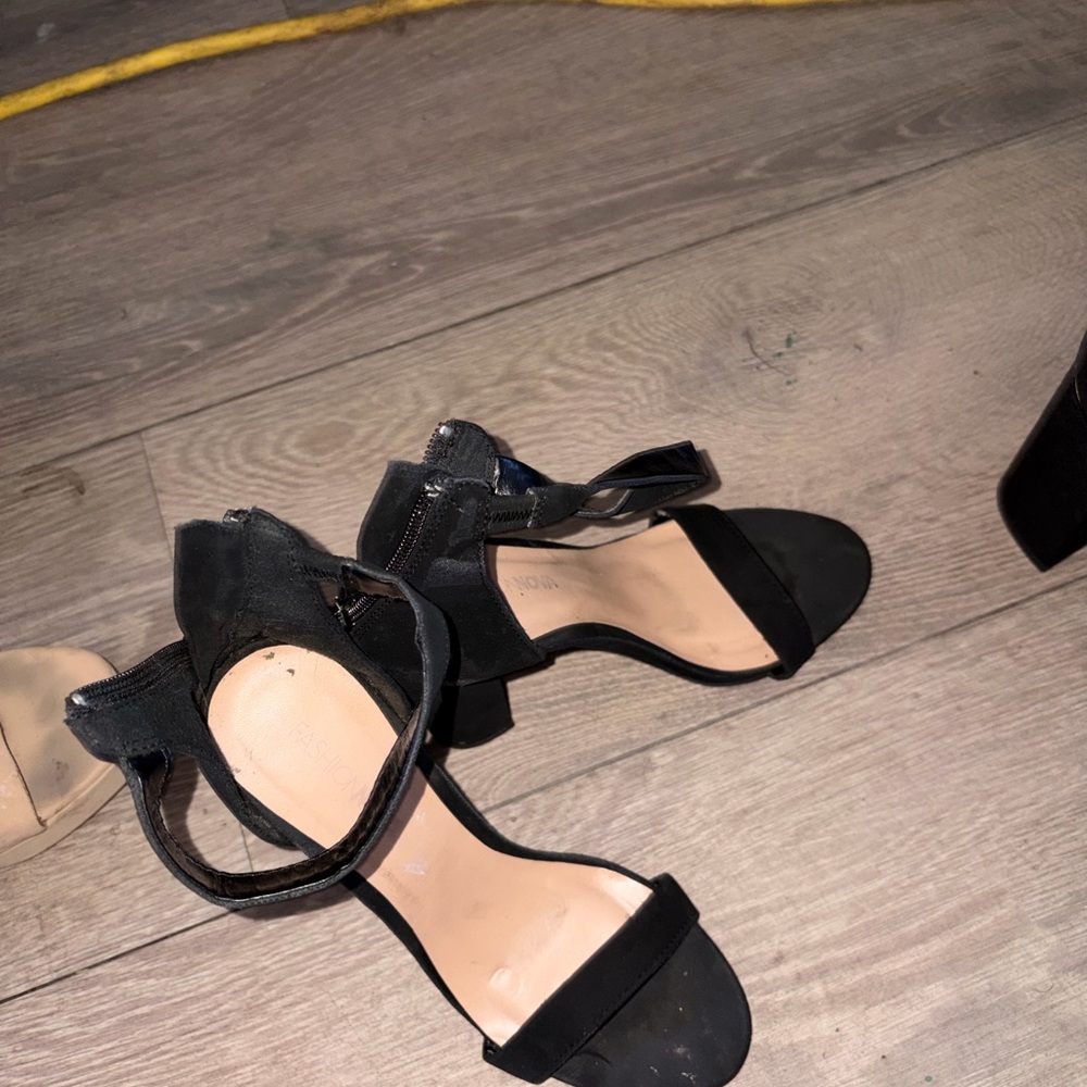 Fashion Nova Black Ankle-Strap Block Heel Sandals for Women